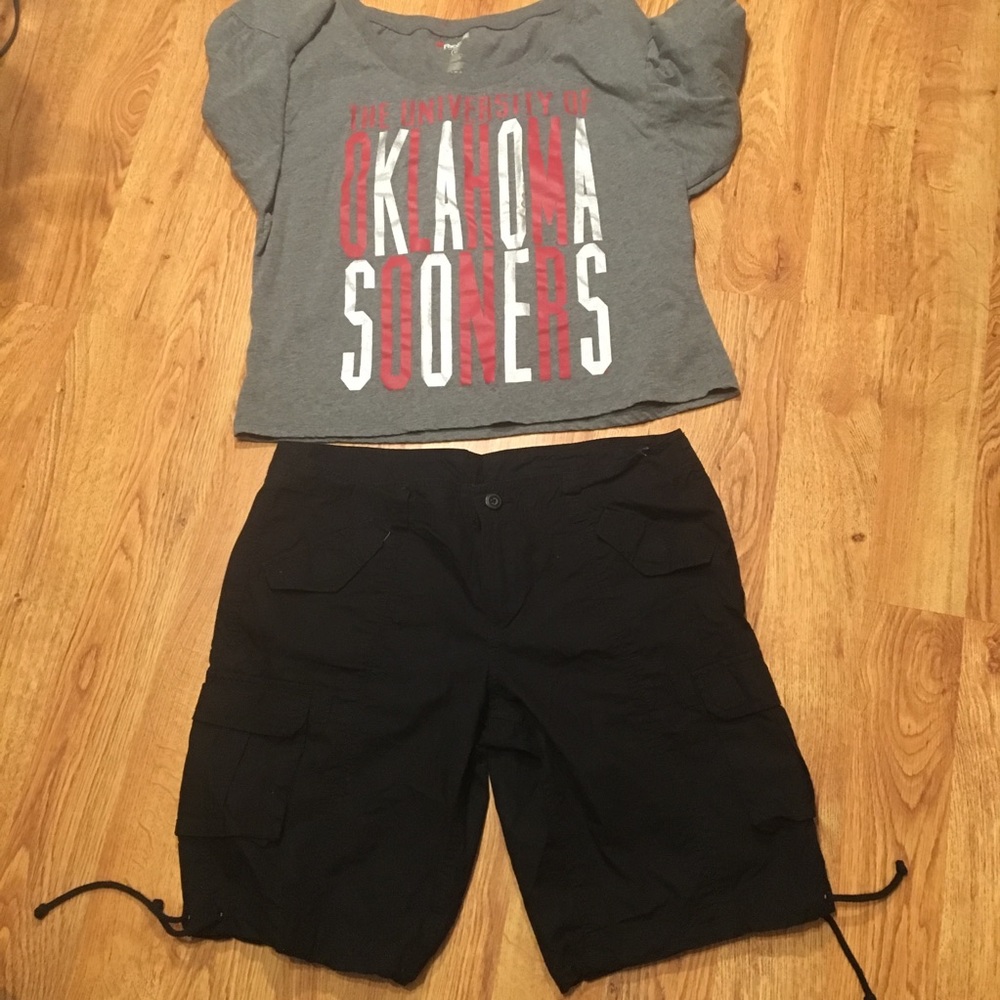 Black Cargo shorts w/ six velcro pockets/